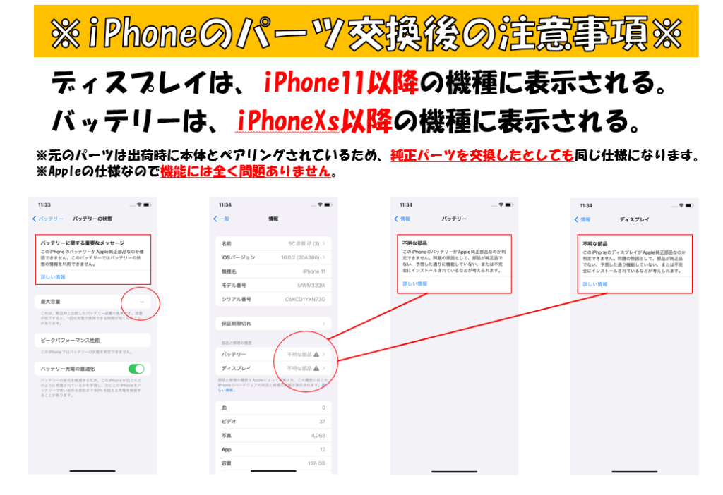 不明な部品」は消すことができます。iPhone12miniバッテリー交換